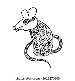 rat for Chinese New Year 2020. Element for design. New Year's card, mouse. Vector illustration. isolated in white