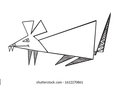 rat for Chinese New Year 2020. Element for design. New Year's card, mouse. Vector illustration. isolated in white