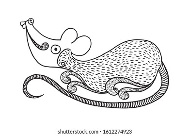 rat for Chinese New Year 2020. Element for design. New Year's card, mouse. Vector illustration. isolated in white