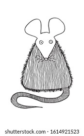 rat for Chinese New Year 2020. Element for design. New Year's card, mouse. Vector illustration. isolated in white. dot. 