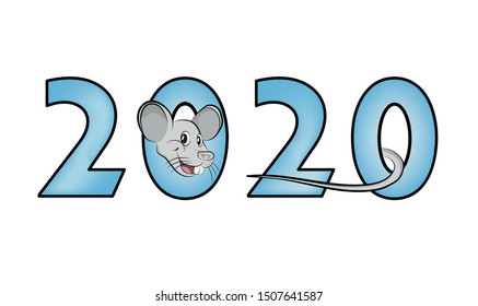 Rat Chinese year symbol. Mouse Chinese new year symbol vector illustration. Happy new year. 2020