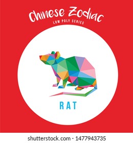 RAT CHINESE ZODIAC ANIMALS POP ART LOW POLY LOGO ICON SYMBOL. TRIANGLE GEOMETRIC POLYGON