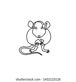Rat continuous line drawing, Chinese Zodiac Sign Year of Rat, Happy Chinese New Year 2020 year of the rat, decorations for greeting card, logo, posters, print, tattoo, single line on white background.