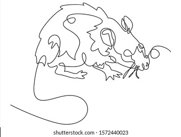  Rat continuous line.Rat year 2020.One single line drawing. 2020 year sign.