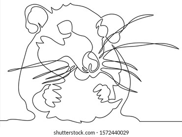  Rat continuous line.Rat year 2020.One single line drawing. 2020 year sign.