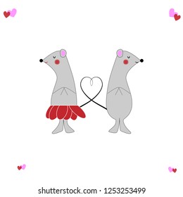 rat cute vector.valentine,heart,love.