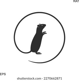 Rattengefährdungszeichen. Maus. Einzige Ratte auf weißem Hintergrund