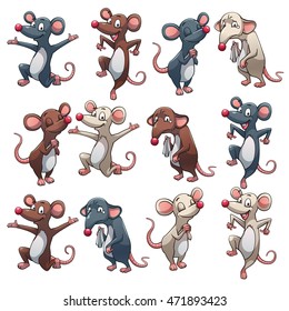 Rat in different colors vector art and illustration.