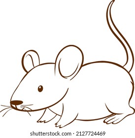 Rata en doodle estilo simple en ilustración de fondo blanco