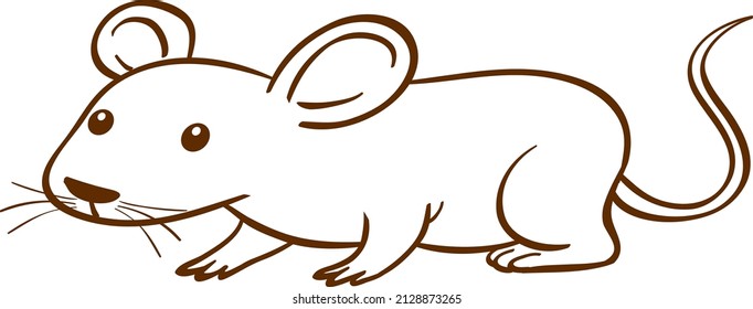 Rat in doodle simple style on white background illustration