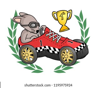 rat driving a racing car