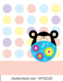 rat easter egg japanese kokeshi doodle