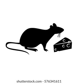 Rat Eating Cheese Silhouette