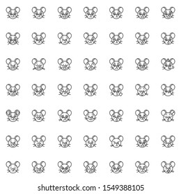 Rat face emoticon line icons set. Chinese 2020 rat year linear style symbols collection, outline signs pack. vector graphics. Set includes icons as smiling emoji, crying sad emotion, love expression