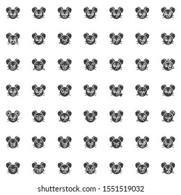 Rat face emoticon vector icons set, Chinese 2020 rat year modern solid symbol collection, filled style pictogram pack. Signs, logo illustration. Set includes icons as smiling emoji, crying sad emotion