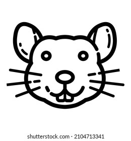 Rat Face Flat Icon Isolated On White Background