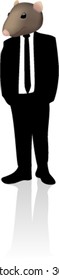Rat face in suit representing corruption