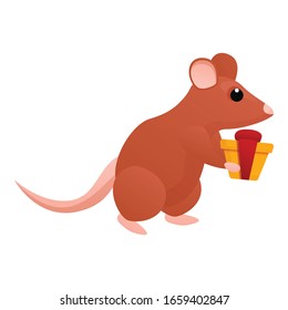 Rat gift box icon. Cartoon of rat gift box vector icon for web design isolated on white background