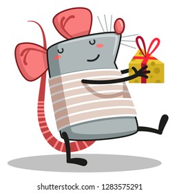 rat with a gift in hand
