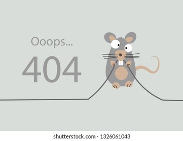 the rat gnawed the cable. 404 Error, page not found. Connection error. Vector illustration