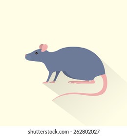 rat gray mouse icon flat vector illustration