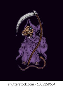 Rat grim reaper vector illustration detailed and editable