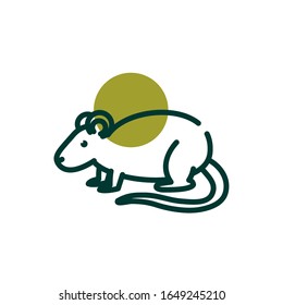 Rat half line half color style icon design, Biodiversity life natural nature and adorable theme Vector illustration