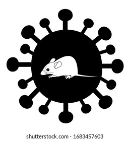 La rata en el icono del vector Hantavirus, Epidemias de roedores y ratones, ratones en virus aislados en fondo blanco