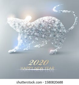 Rat. Happy new year 2020. Vector eps 10.