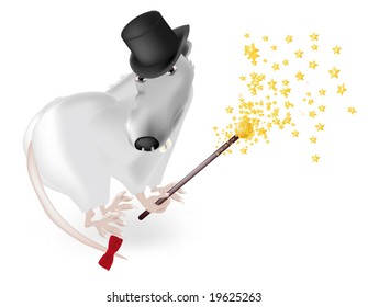 rat in a hat with a magic wand