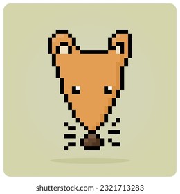 Rattenkopf in 8-Bit-Pixelkunst. Tiere für Spielebestände in Vektorgrafik