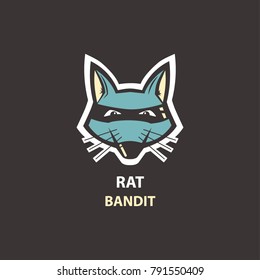 Rat head flat icon. Logo for your project. Vector illustration.