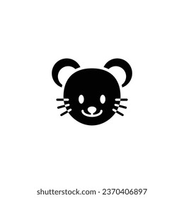 Rat Head Glyph Icon. Chinese Zodiac Icon Vector Illustration.