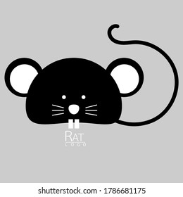 Rat head icon. Vector rat icon.Hand drawn rat face icon or logo, simple minimal style. Isolated vector illustration.