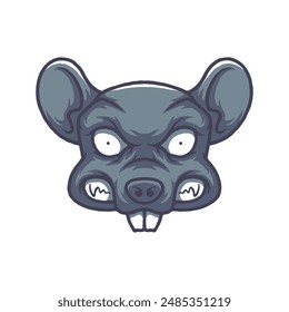 Rat head mascot illustration. Angry rat logo emblem vector. Isolated on white background.
