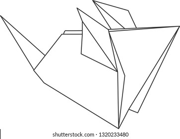 Rat head or mouse head geometric outline vector. Animal head, rat or mouse head origami outline in white background vector.