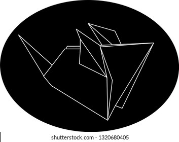 Rat head or mouse head geometric outline vector. Animal head, rat or mouse head origami outline in white background vector.