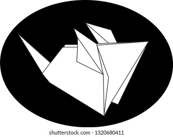 Rat head or mouse head geometric outline vector. Animal head, rat or mouse head origami outline in white background vector.