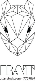 Rat head or mouse head geometric outline vector. Animal head, rat or mouse head origami outline in white background vector.