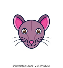 Rat head vector illustration: cartoon, clipart, line art. Perfect for design projects