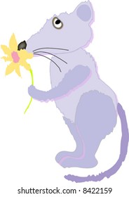 Rat holding a flower