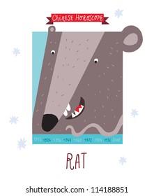 Rat. horoscope vector drawing.