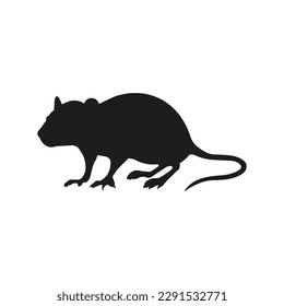 Rat icon. Black silhouette. Vector. Flat design.