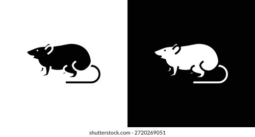 Icono de rata. Icono de diseño plano simple en blanco y negro