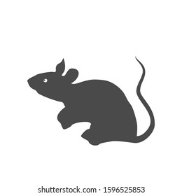 Rat icon in flat design style. Silhouette on a white background. The traditional symbol of the Chinese New Year.