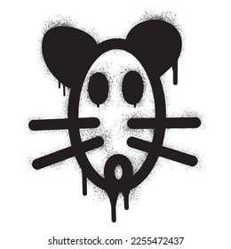 Rat icon graffiti with black spray paint. Vector illustration