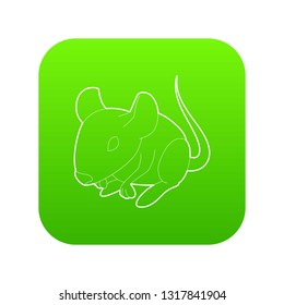 Rat icon green vector isolated on white background