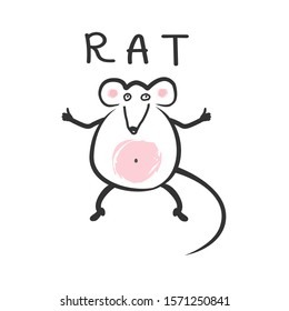 Rat icon, isolated on white background.Vector mouse. Happy Chinese New Year 2020.