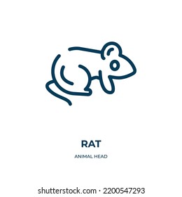 Rat icon. Linear vector illustration from animal head collection. Outline rat icon vector. Thin line symbol for use on web and mobile apps, logo, print media.