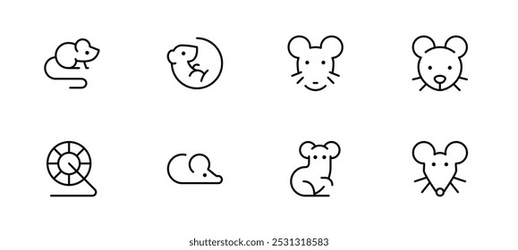 Icono de la rata, ratones, icono del ratón, Vector plano animal e ilustración, gráfico, movimiento editable. Conveniente para el diseño del Sitio web, logotipo, App, Plantilla, y ui ux.